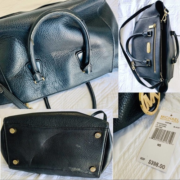 Michael Kors black large Sophie satchel tote bag structured large purse - Picture 6 of 8